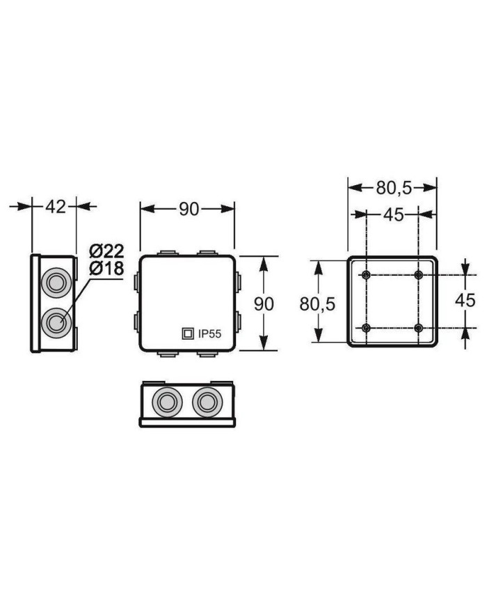 CAJA EMPALME ESTANCA  80X80X45 GRIS 3028