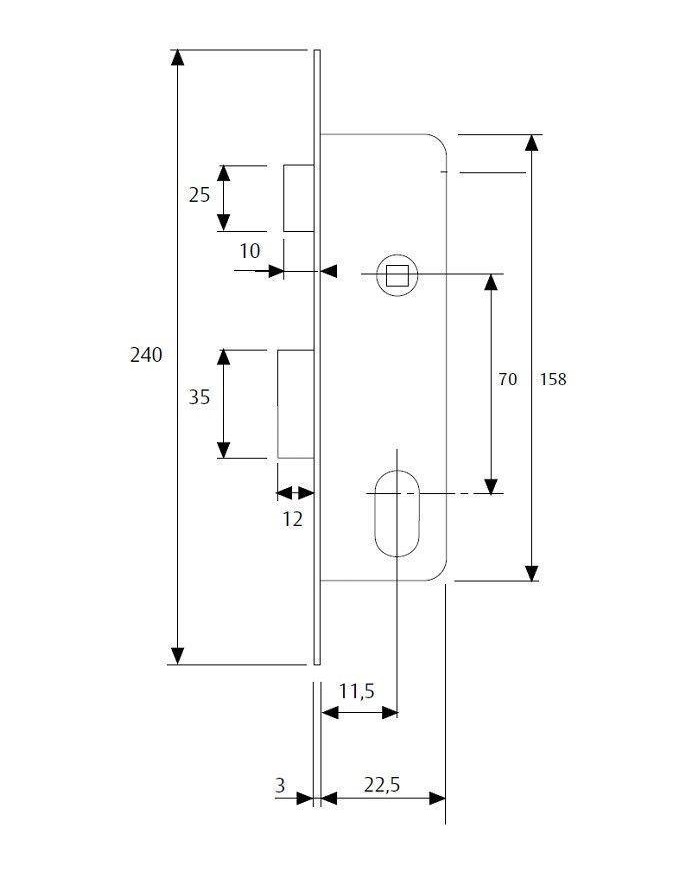 CERRADURA TESA 2220-12 NM (CILINDRO OVALADO).