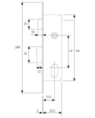 CERRADURA TESA 2220-12 NM (CILINDRO OVALADO).