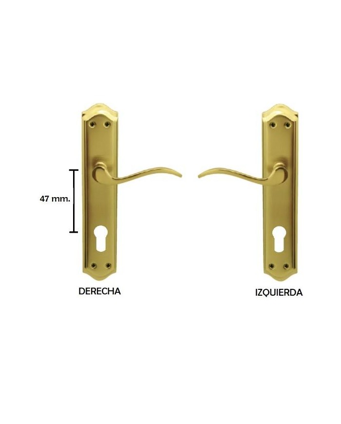 MANIVELA EQ203 LATON BRILLO C/BOCALLAVE 47MM JANDEL (JUEGO)