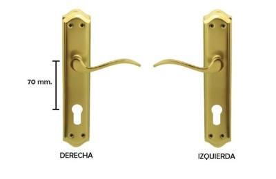 MANIVELA EQ203 LATON BRILLO C/BOCALLAVE 70MM JANDEL (JUEGO)