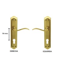MANIVELA EQ203 LATON BRILLO C/BOCALLAVE 70MM JANDEL (JUEGO)