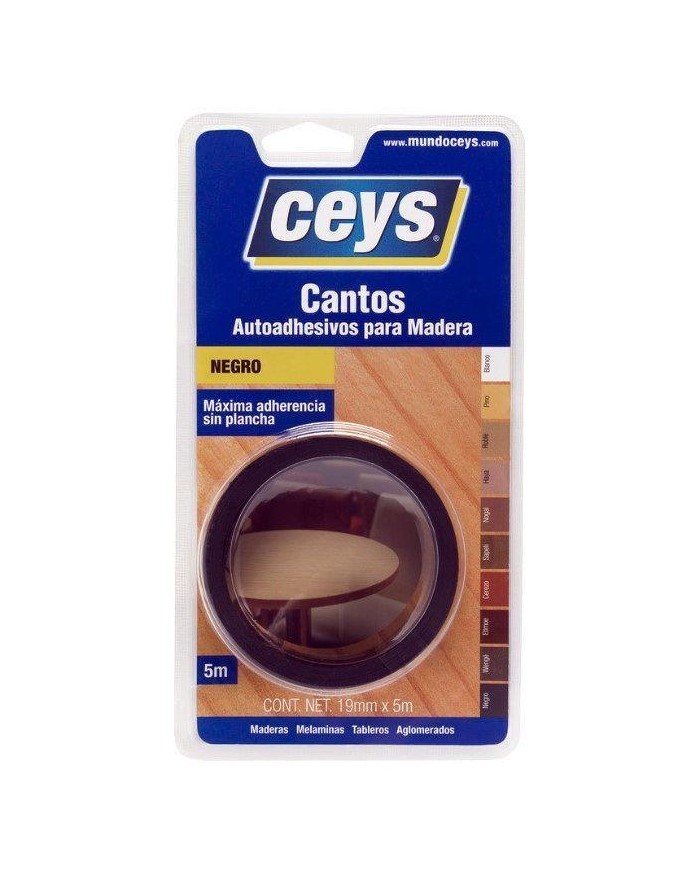 CANTO ADHESIVO CEYS NEGRO ROLLO 5MTS.