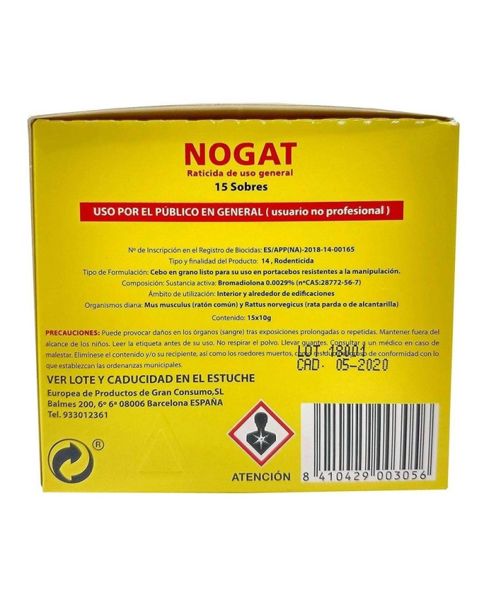 RATICIDA NOGAT (SOBRES 10 GRS.) CAJA 15 UDS.