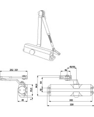 CIERRAPUERTAS DORCAS DC2-202 SIN RETENEDOR NEGRO (HOJA 110CM-85 KG).