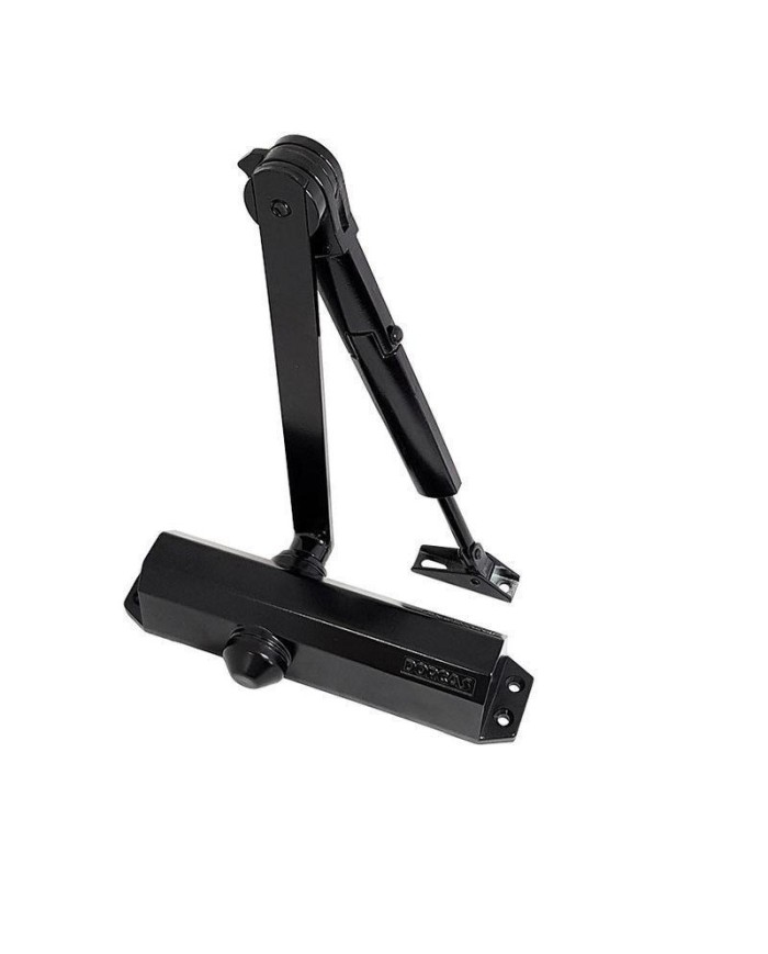 CIERRAPUERTAS DORCAS DC2-H-202 CON RETENEDOR NEGRO (HOJA 110CM-85 KG).
