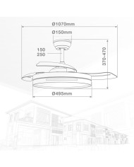 VENTILADOR TECHO 36W.107CM.BL/MADERA GSC
