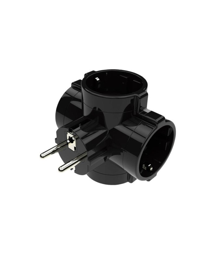 LADRON 4 ENCHUFES NEGRO SIN INTERRUPTOR GSC