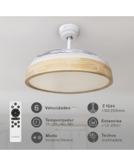 VENTILADOR TECHO 36W. 107CMS. BLANCO/MADERA GSC