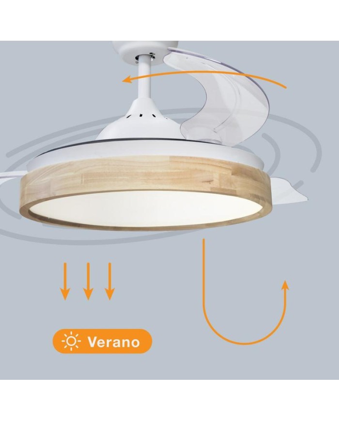 VENTILADOR TECHO 36W. 107CMS. BLANCO/MADERA GSC