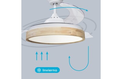 VENTILADOR TECHO 36W. 107CMS. BLANCO/MADERA GSC