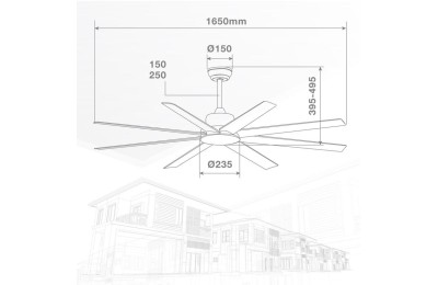 VENTILADOR TECHO 49W.165CM.BLANCO GSC