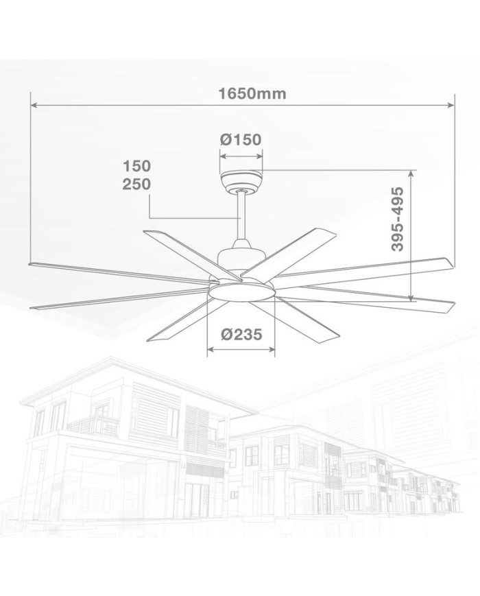 VENTILADOR TECHO 49W.165CM.BLANCO GSC