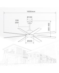 VENTILADOR TECHO 49W.165CM.BLANCO GSC