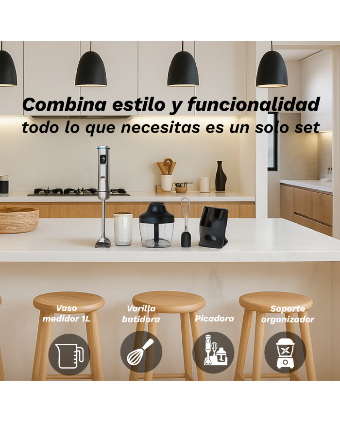 BATIDORA PICADORA 3 ACCESORIOS GRUNKEL