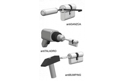 CILINDRO MCM NIQUEL SEGURIDAD 60MM. 30X30 LEVA LARGA