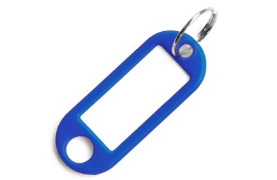 PORTAETIQUETAS LLAVERO JMA AZUL