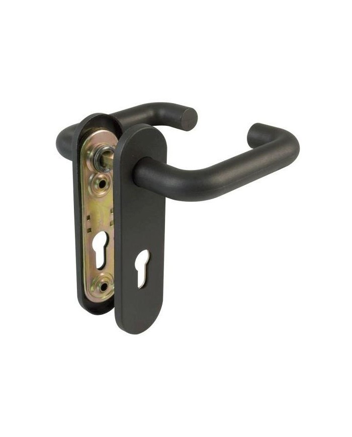 MANIVELA PUERTA CORTAFUEGOS NEGRA ISEO (JUEGO)