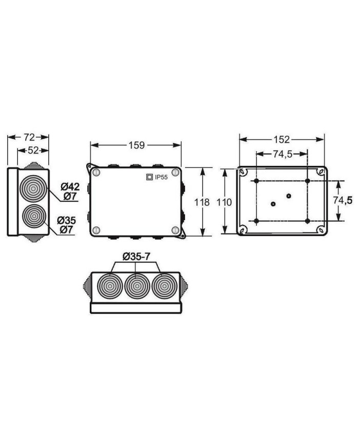CAJA EMPALME ESTANCA 118X159X72 GRIS 3012