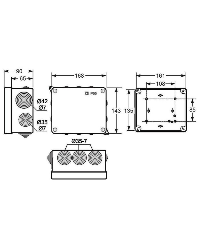 CAJA EMPALME ESTANCA 143X168X90 GRIS 3013