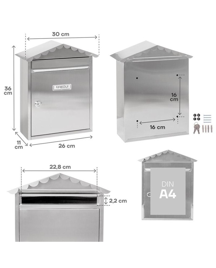 BUZON EXTERIOR ARREGUI VISIT 228X22MM. A/INOX.