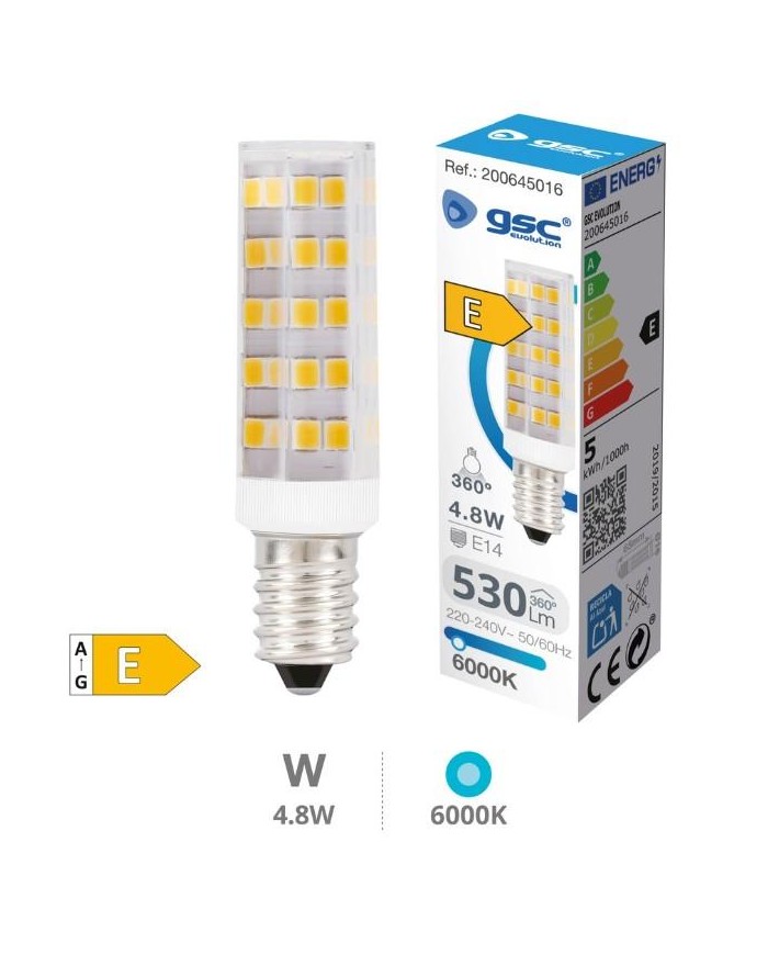 BOMBILLA LED TUBULAR GSC 4,8W E14 6000K