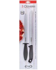 CUCHILLO JAMONERO Y CHAIRA 250MM.3CLAVEL