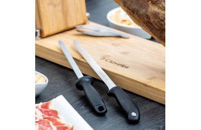 CUCHILLO JAMONERO Y CHAIRA 250MM.3CLAVEL
