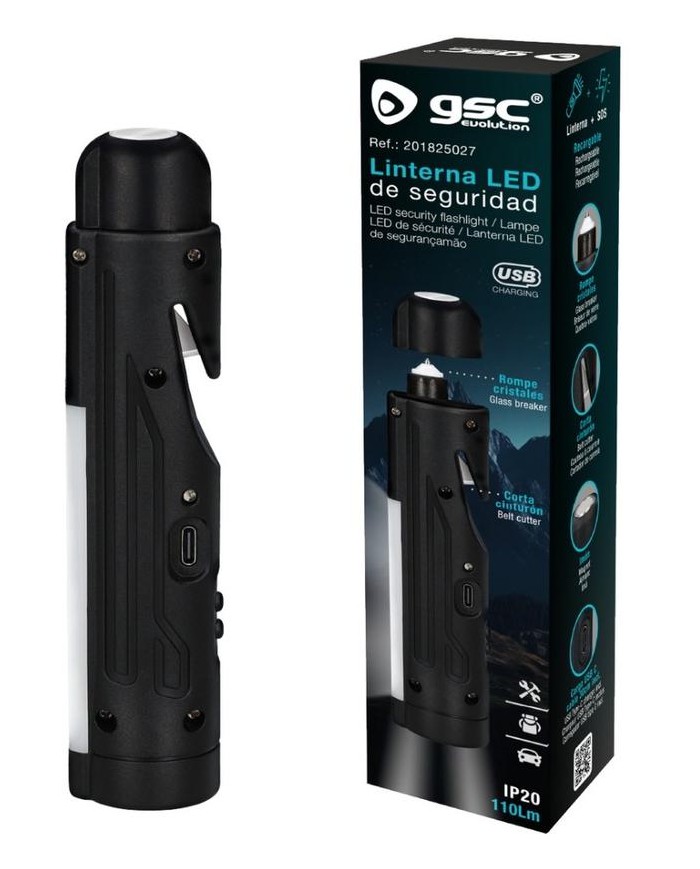 LINTERNA SEGURIDAD  1'2W. RECARGABLE GSC