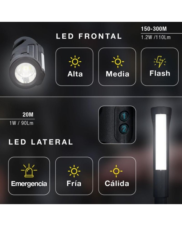 LINTERNA SEGURIDAD  1'2W. RECARGABLE GSC