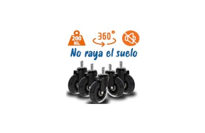 CAJA 5 RUEDAS GIRATORIAS 75MM. POLIURETANO TRANSPARENTE SILLA OFICINA