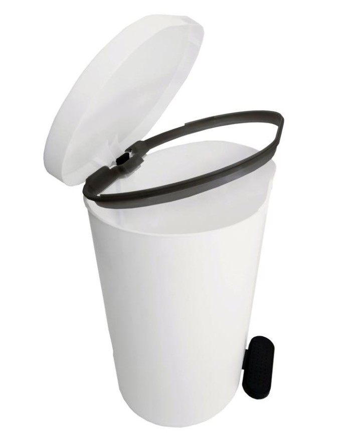 CUBO BASURA PLASTICO OVAL C/PEDAL BLANCO 25LTS.