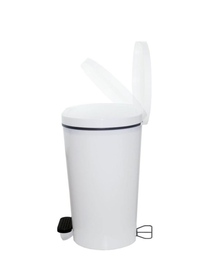 CUBO BASURA PLASTICO OVAL C/PEDAL BLANCO 25LTS.