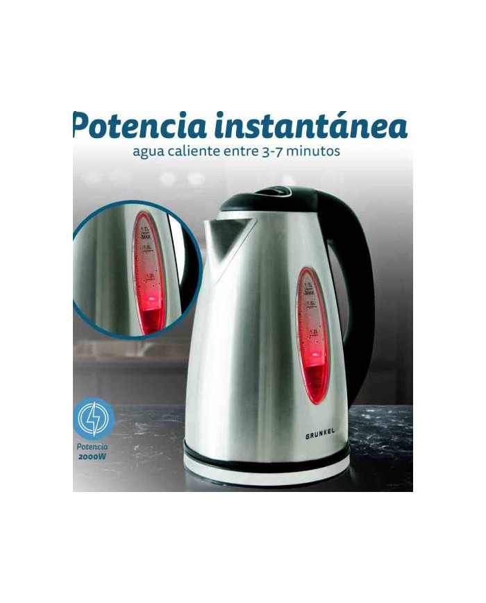 HERVIDOR AGUA INOX. GRUNKEL 1,6LT. 2000W