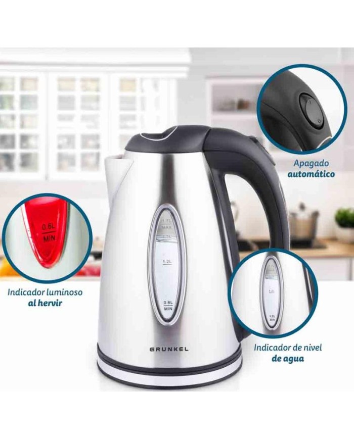 HERVIDOR AGUA INOX. GRUNKEL 1,6LT. 2000W