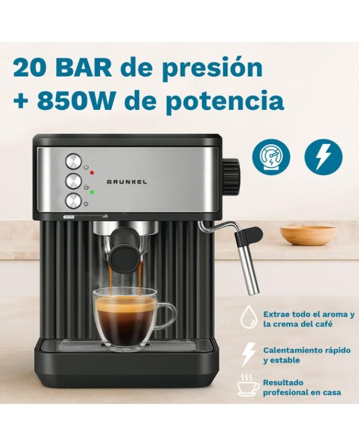 CAFETERA ESPRESO GRUNKEL 850W. 20B. NEGR