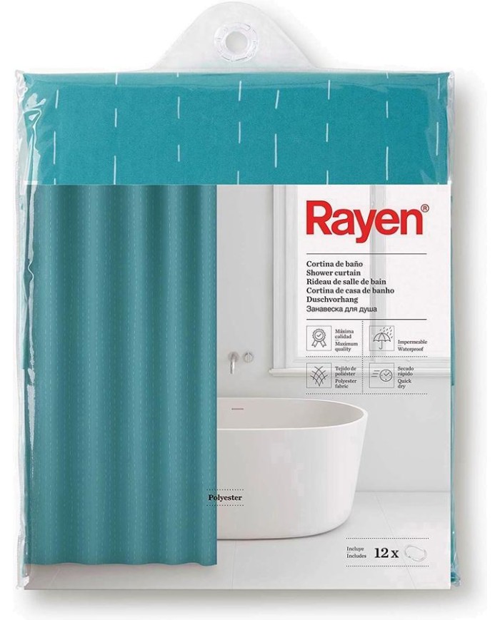 CORTINA BAÑO RAYEN POLIESTER VERDE 2349