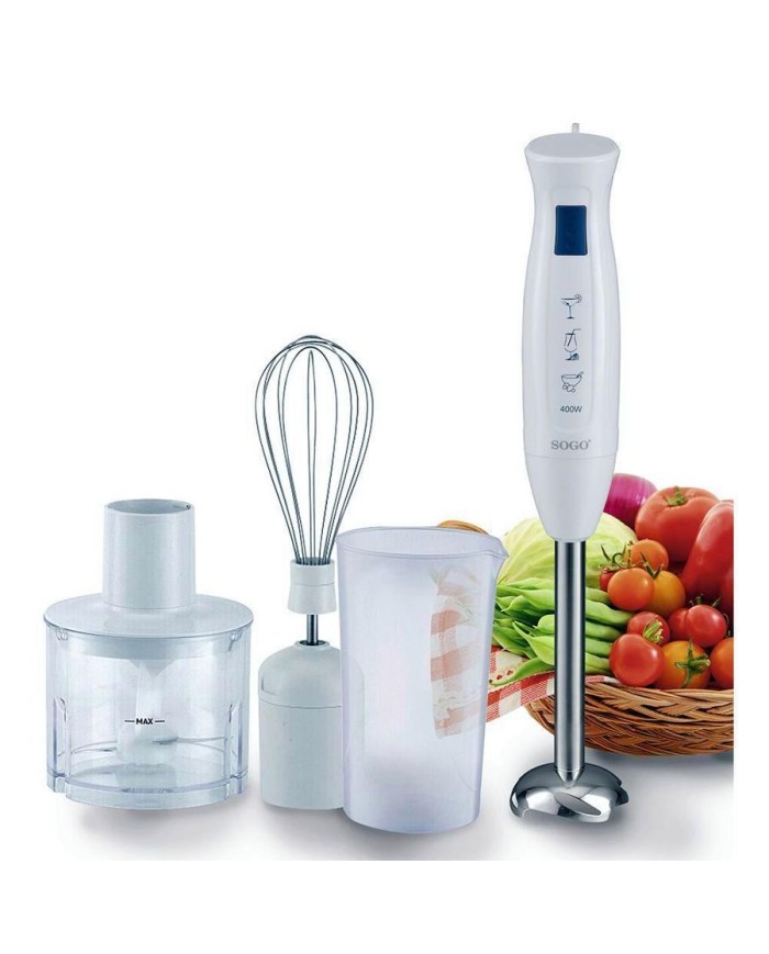 BATIDORA PICADORA 3 ACCESORIOS SOGO 400 W.