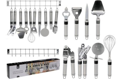 UTILES DE COCINA ACERO INOXIDABLE EXCELLENTH 32CMS. 9PZAS.