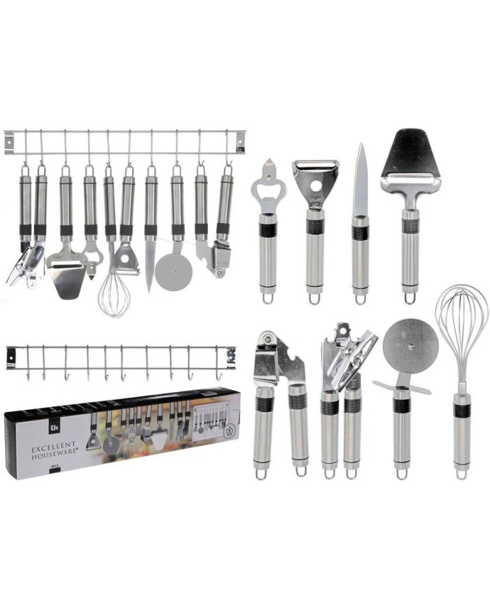 UTILES DE COCINA ACERO INOXIDABLE EXCELLENTH 32CMS. 9PZAS.