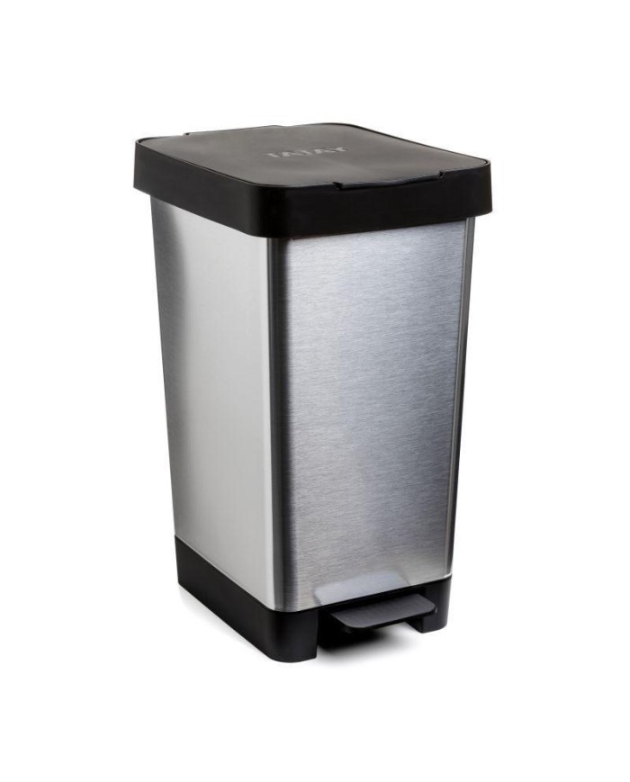 CUBO BASURA TATAY C/PEDAL PLASTICO GRIS 25LTS.