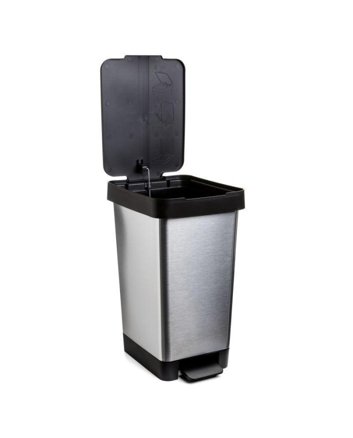CUBO BASURA TATAY C/PEDAL PLASTICO GRIS 25LTS.