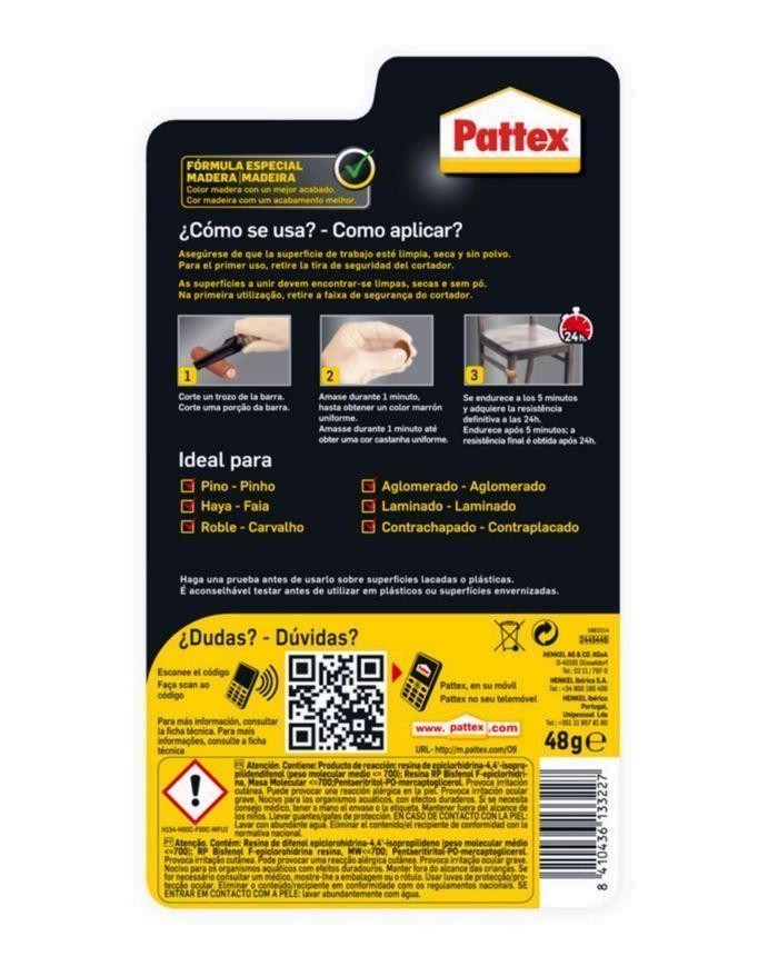 PEGAMENTO PATTEX BARRITA MADERA 48GR.