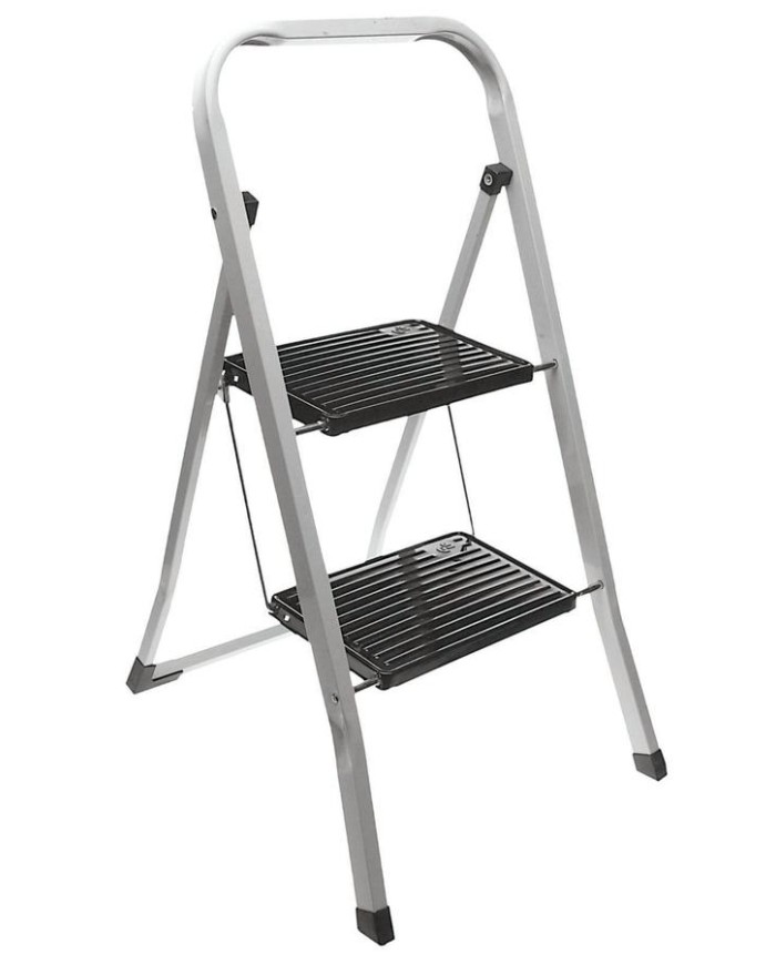 ESCALERA 2 PELDAÑOS PLATA EH