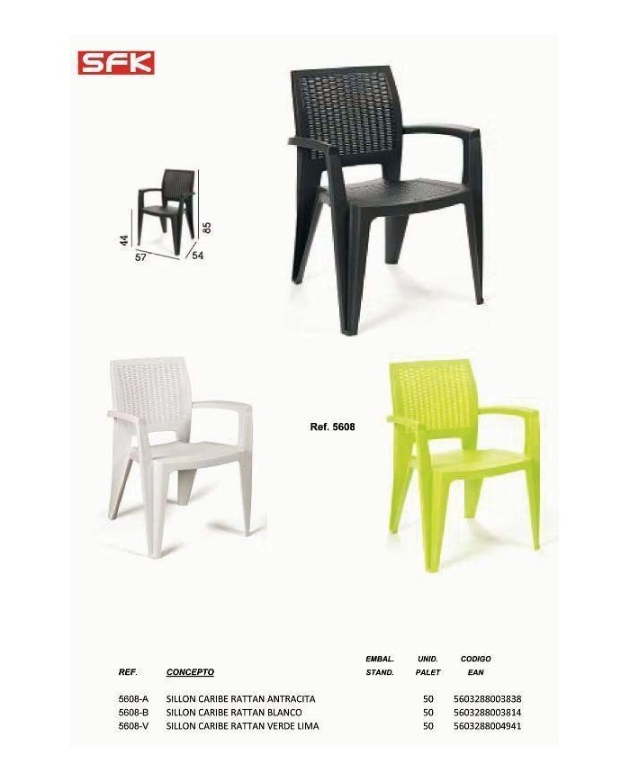 SILLON PLASTICO SFK RATTAN BLANCO