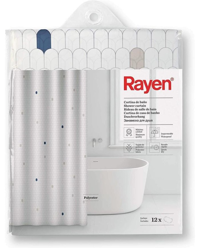 CORTINA BAÑO RAYEN POLIESTER BLANCA 2348