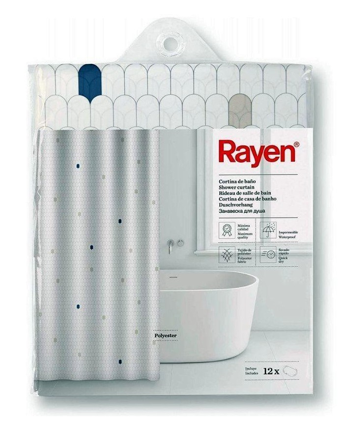 CORTINA BAÑO RAYEN POLIESTER BLANCA 2348