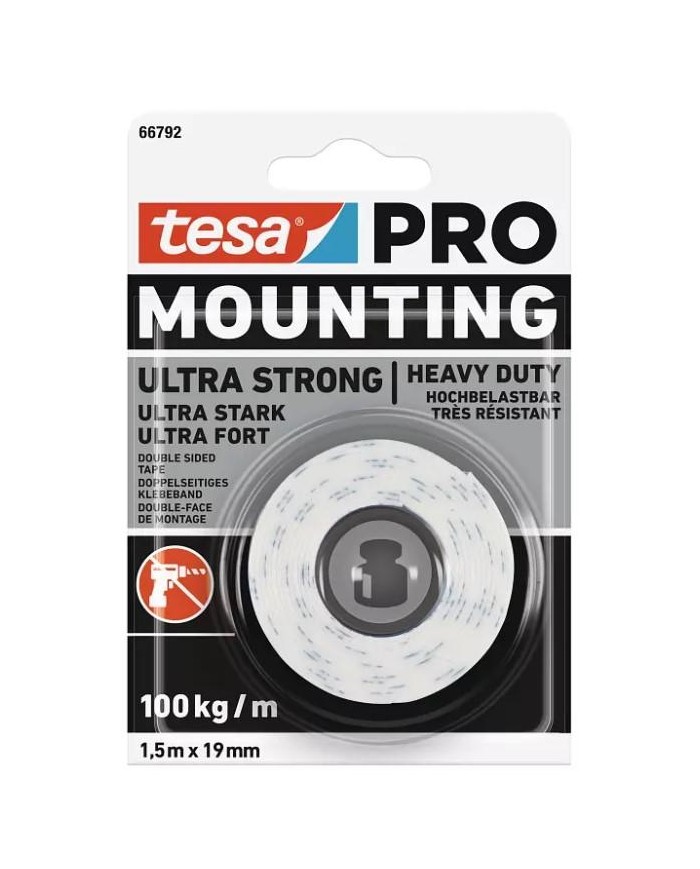 CINTA ADHESIVA TESA MOUNTING ULTRASTRONG 1,5MX19MM
