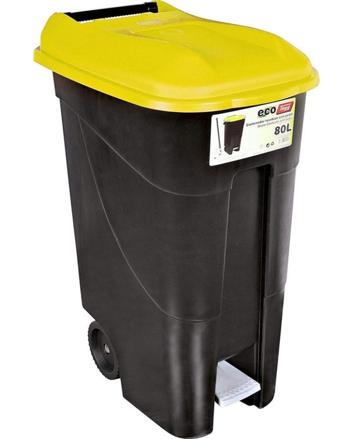 CONTENEDOR TAYG AMARILLO C/RU+PEDAL  80L