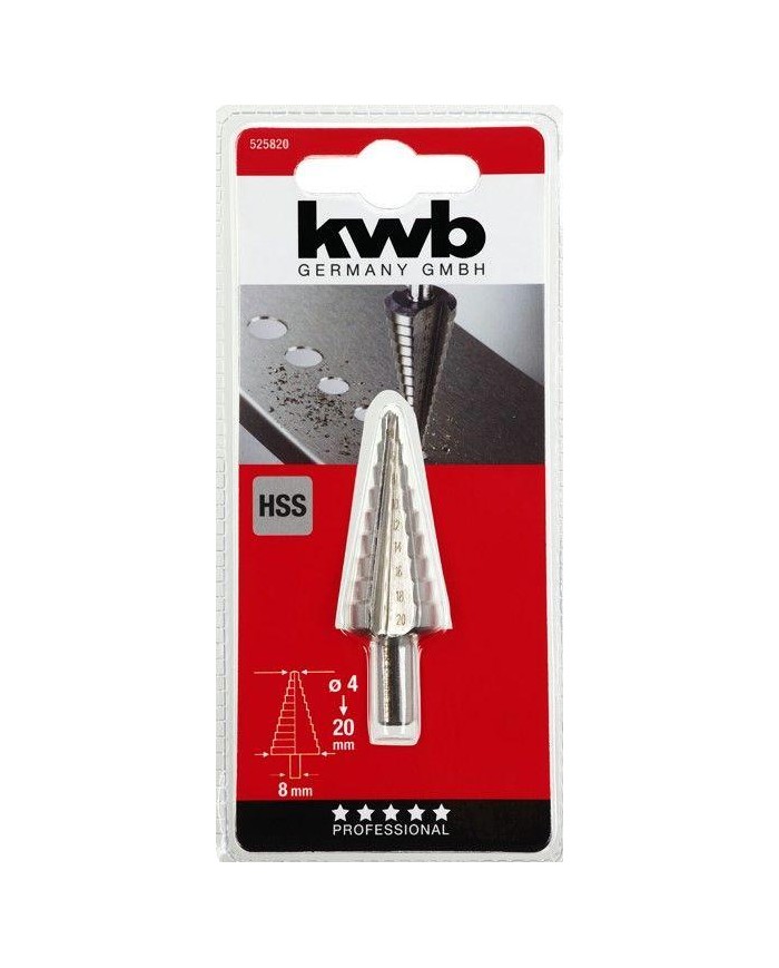 BROCA KWB ESCALONADA HSS 4-20 MM.
